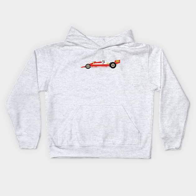 Ferrari 312T3 Gilles Villeneuve Kids Hoodie by s.elaaboudi@gmail.com